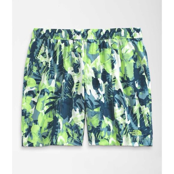 The North Face Mens‎ Shorts Printed Class V Pull-On Blue Green Tropical L New - Picture 1 of 10